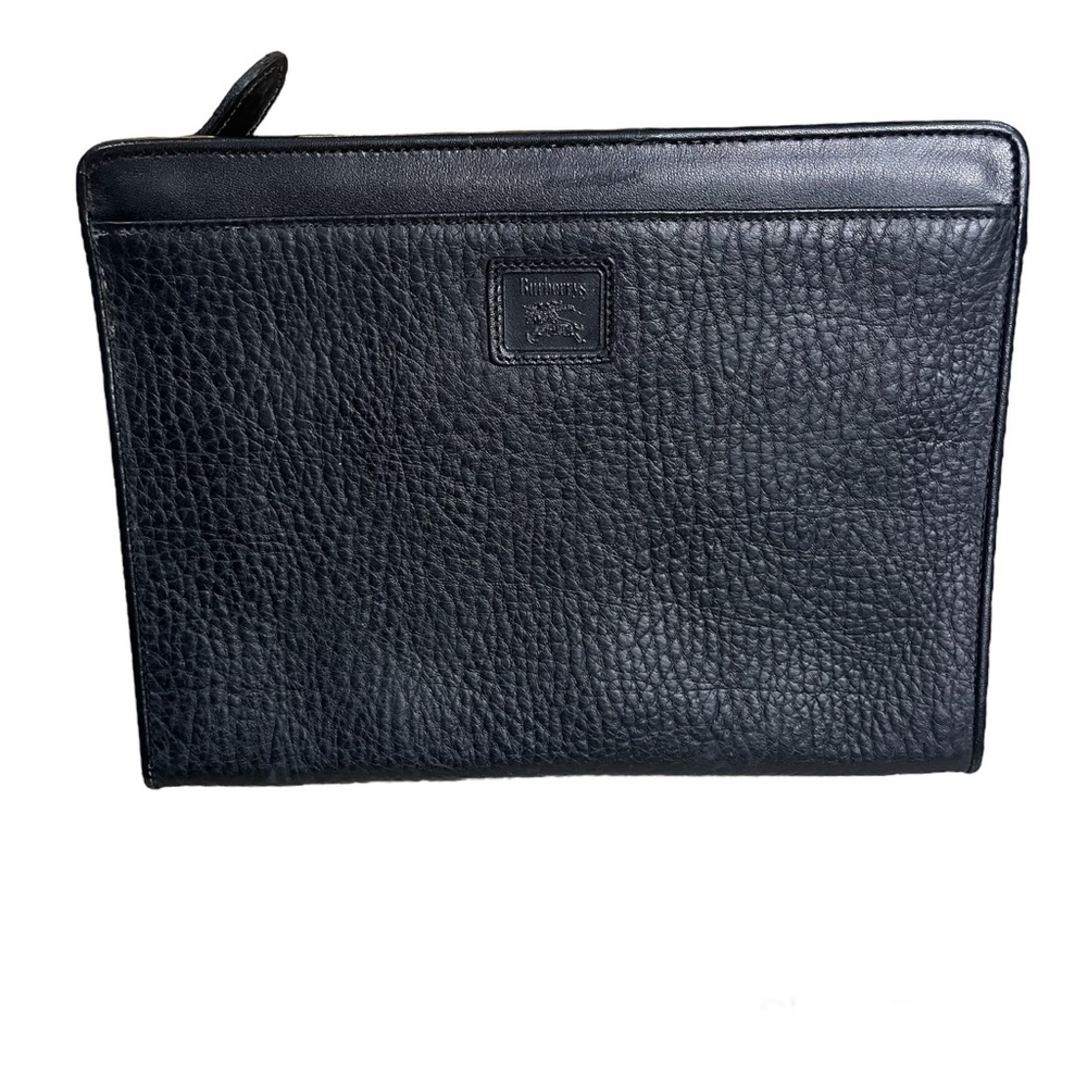 Vintage‎ Burberry black leather clutch with COA